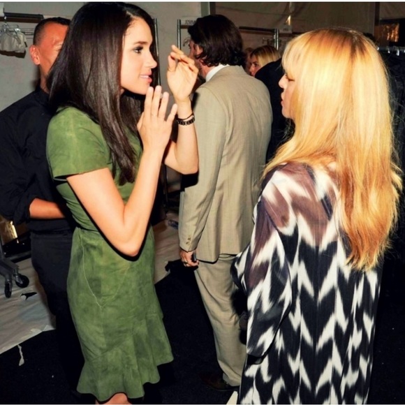 Rachel Zoe sz 4 goatsuede dress in olive green as seen on megan markle - Picture 3 of 8